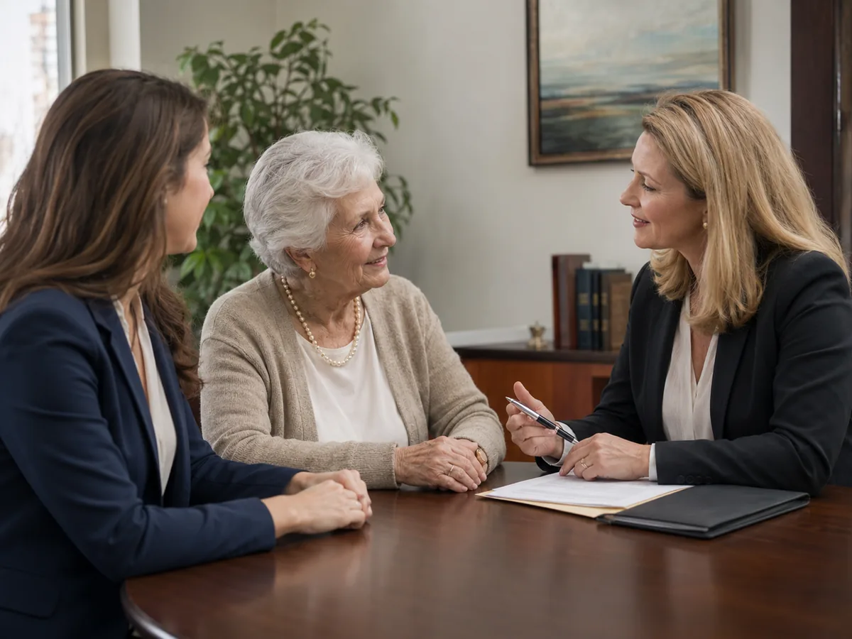 Adult children discussing elder care plans in Edmond, OK