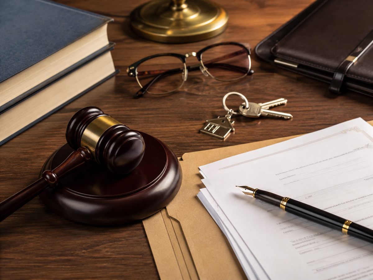 Gavel, house keys, and probate paperwork for a Del City, OK estate